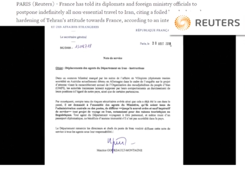 گزارش اختصاصی رویترز از بهتعویق افتادن سفر دیپلماتها و مقامات فرانسوی به ایران تحت حاکمیت آخوندها تا مدتی نامعلوم